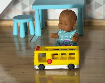 Miniature Baby School Bus Mini – 3D Printed Dollhouse Accessory