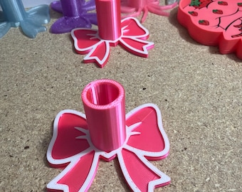 Coquette Bow Beaded Pen Holder | 3D Printed Pen Stand | Pink Bow Desk Organizer | Cute Pen Display | Craft Room Decor Gift