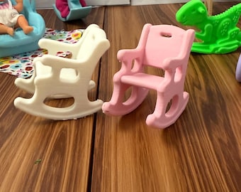 Miniature Baby rocking chair  – 3D Printed Dollhouse Nursery Furniture – Pick Your Color –