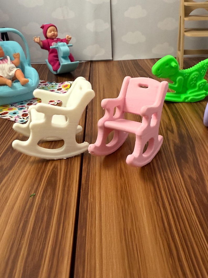 Toy Size Rocking Chair Miniature Baby Rocking Chair – 3D Printed Dollhouse Nursery Furniture ...