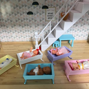 3D Printed Mini Baby Cradle – Fits 2.5 Inch Babies | Dollhouse Nursery Furniture | Rocking Mini Crib | You Choose Color