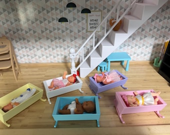 3D Printed Mini Baby Cradle – Fits 2.5 Inch Babies | Dollhouse Nursery Furniture | Rocking Mini Crib | You Choose Color