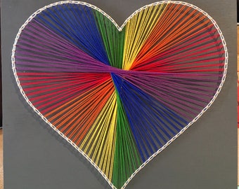 Rainbow Heart String Art