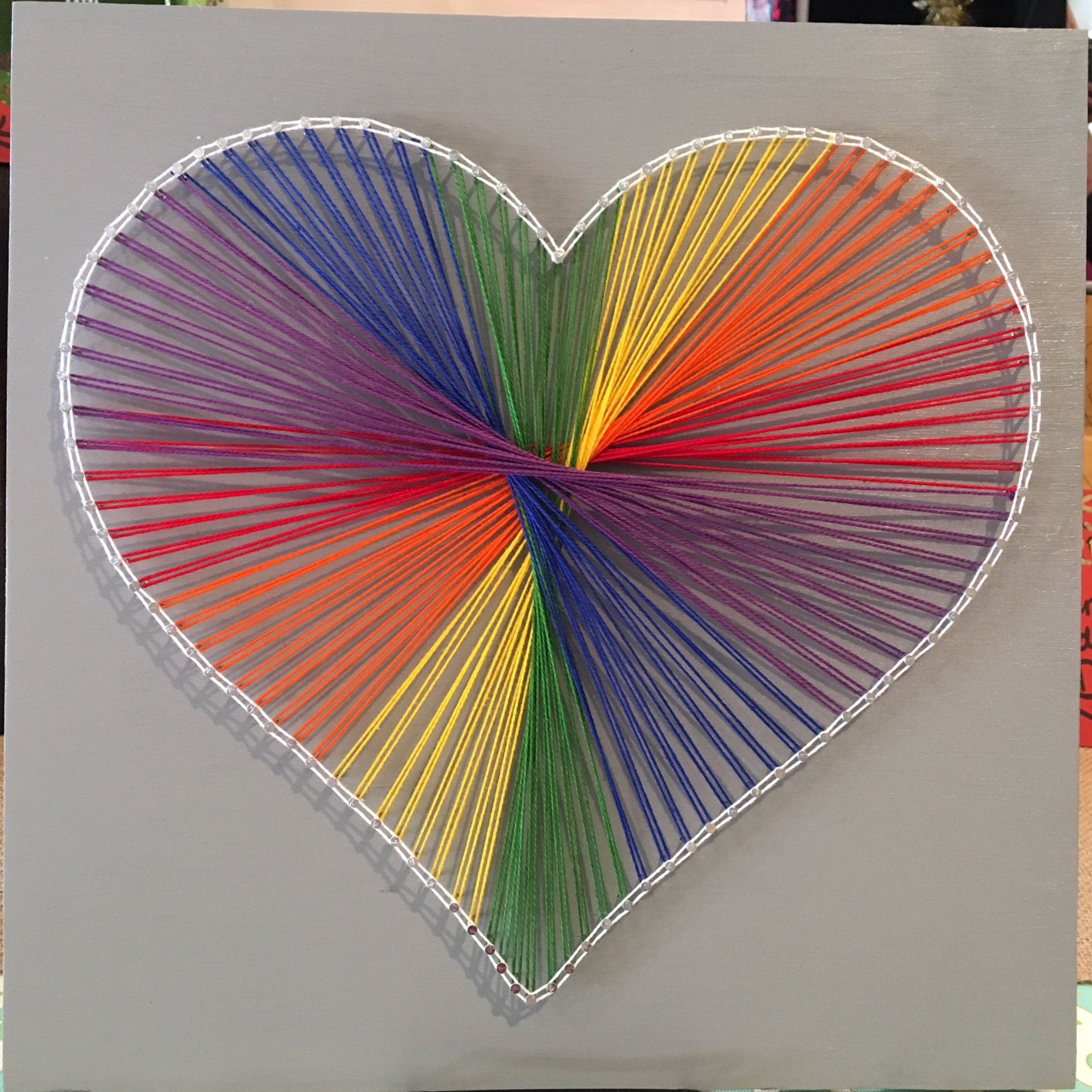 How to Make String Art, Beautiful Rainbow Thread Heart Tutorial