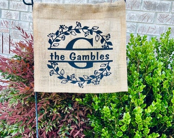 Personalized Burlap Garden Flag; Housewarming Gifts; Gifts for Her; Last Name; Initials