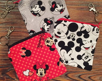 Minne and Mickey Mouse; Small Zipper Bags; Coin Purses; Money Pouches; Assorted Bags; Diaper Bag Accessory; Purse Organizer