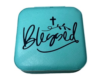 Blessed Jewelry Box; Leather Jewelry Box; Travel Gifts; Gifts for Her; Inspirational; Religious; Storage; Organization