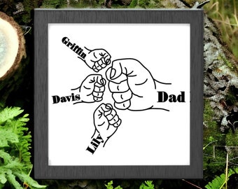 Fist Bump Father’s Day Gift; Dad; Kids; Names; Framed Gift; Gifts for Him