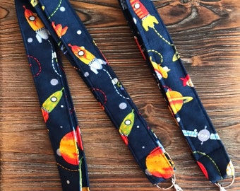 Space Lanyard Set; Gift Set; Stocking Stuffers; Badge Holder; Key Holder; Space Theme; Wristlet; Neck Lanyard; Key Fob