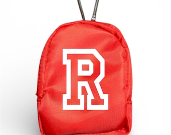 Personalized Mini Backpack Keychain | Custom Name Monogram or Logo | Red Backpack Keychain | Gift for Kids Teens Teams