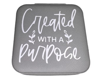 Created with a Purpose Jewelry Box; Leather Jewelry Box; Travel Gifts; Gifts for Her; Inspirational; Religious; Storage; Organization