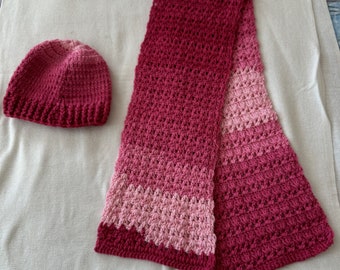 Pink Handmade Neck Wrap & matching Hat