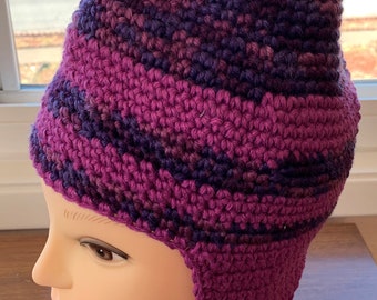 Women's Hand Knitted Winter Cap - Shades of Purple