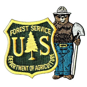 Toppa termoadesiva ufficiale con stemma del Servizio Forestale degli Stati Uniti e SMOKEY BEAR - Regalo per ragazzo, ragazza, fidanzato, fidanzata - Toppa per esterni - Nuovo