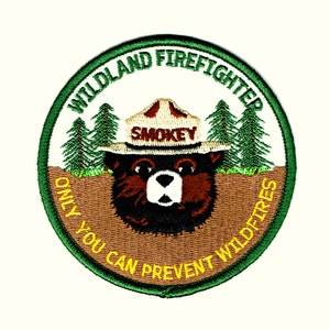 Official SMOKEY BEAR - Wildland Firefighter - 3.5&quot; Iron-On Embroidered Patch - Gift Father Him Her Boyfriend - Outdoor Nature Patch - New
