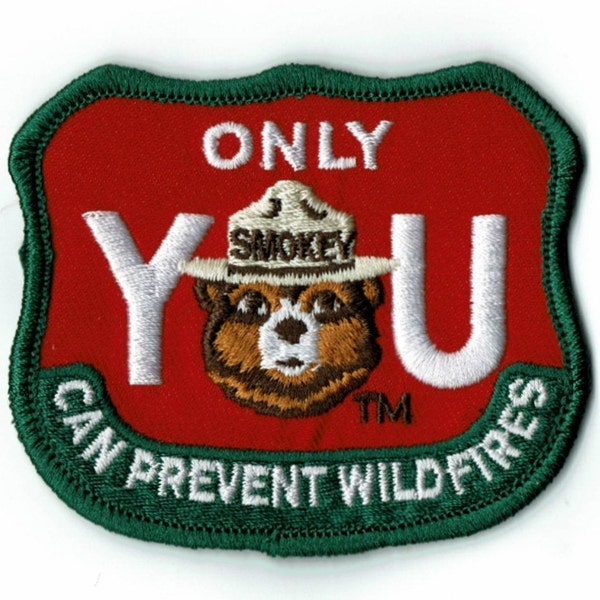 Official SMOKEY BEAR - "Only You Can Prevent Wildfires" - Embroidered Iron-On USFS Patch - I Love You Gift - Outdoor Nature Patch - New