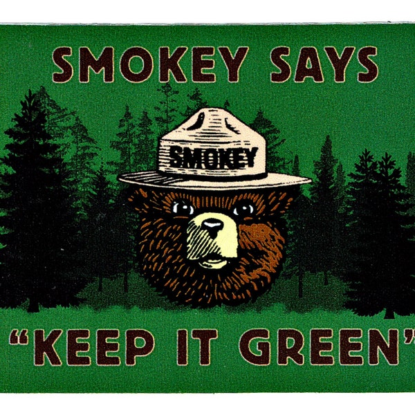 Official Smokey Bear - Keep it Green - Large Emblem Sticker (indoor use peel & apply) - Gift Child Him Her Boyfriend Girlfriend kids - NEW