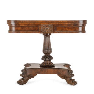 William IV Burr Yew Wood Card Table, c.1830