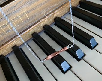 Piano String Necklace, Copper Jewlery made from piano strings, Copper reclaimed piano necklace, pianist piano teacher music gift