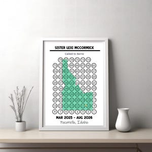 Personalized Missionary Countdown for serving Missionary 18 months, 78 week countdown, Digital File for printing 11x14