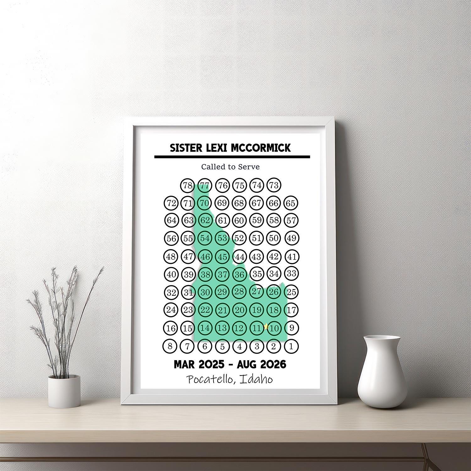 Personalized Missionary Countdown for serving Missionary 18 months, 78 week countdown, Digital File for printing 20x30, 11x14, & 8x10