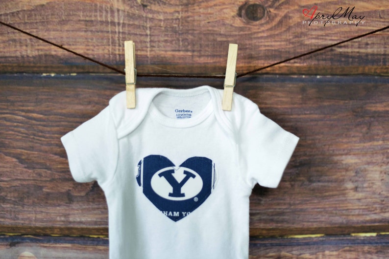 BYU Baby Onesie BYU Gift Byu Heart Onesie Byu Onesie BYU Etsy