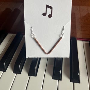 Piano String Necklace, Copper Jewlery made from piano strings, Copper reclaimed piano necklace, pianist piano teacher music gift