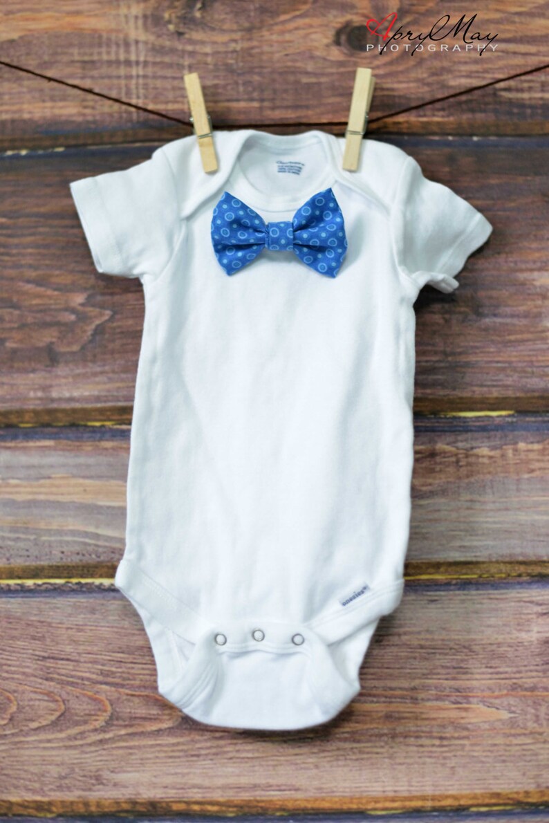 Blue Bow Tie Onesie Bow Tie Set for Baby First Birthday Etsy