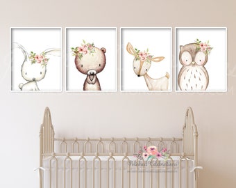 Boho Blush Woodland Animal Set / Printable Nursery Art / Baby Girl ...