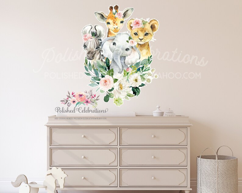 DECAL / Watercolor Safari Animal Wall Decal / Elephant Wall Etsy