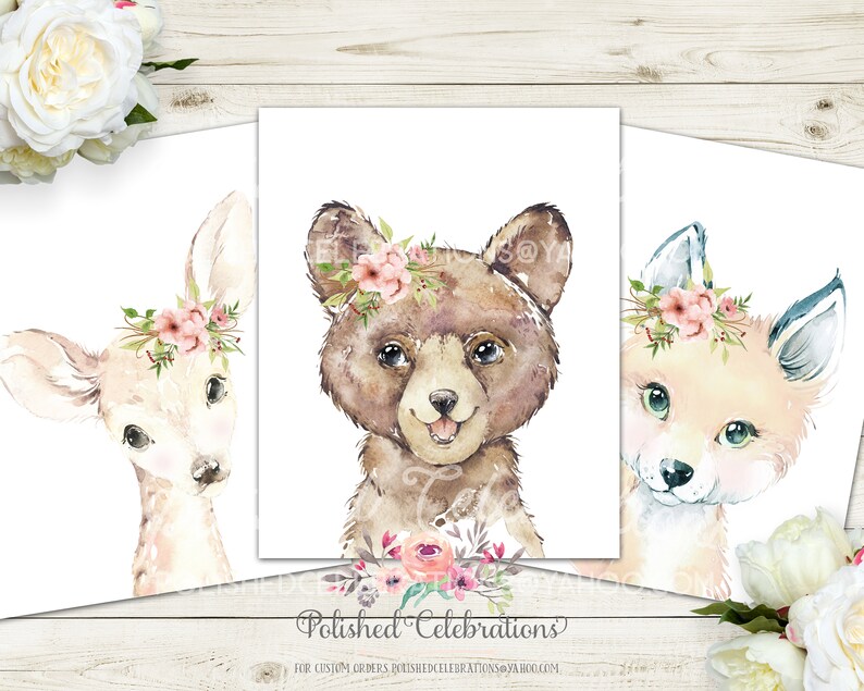 Blush Woodland Animal Set / Printable Nursery Art / Boho Nursery Decor ...