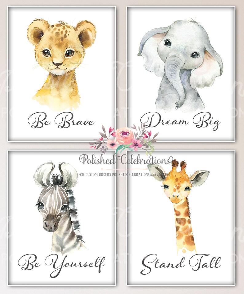 Safari Animal Nursery Art / Set of 4 Nursery Printables / Zoo Etsy