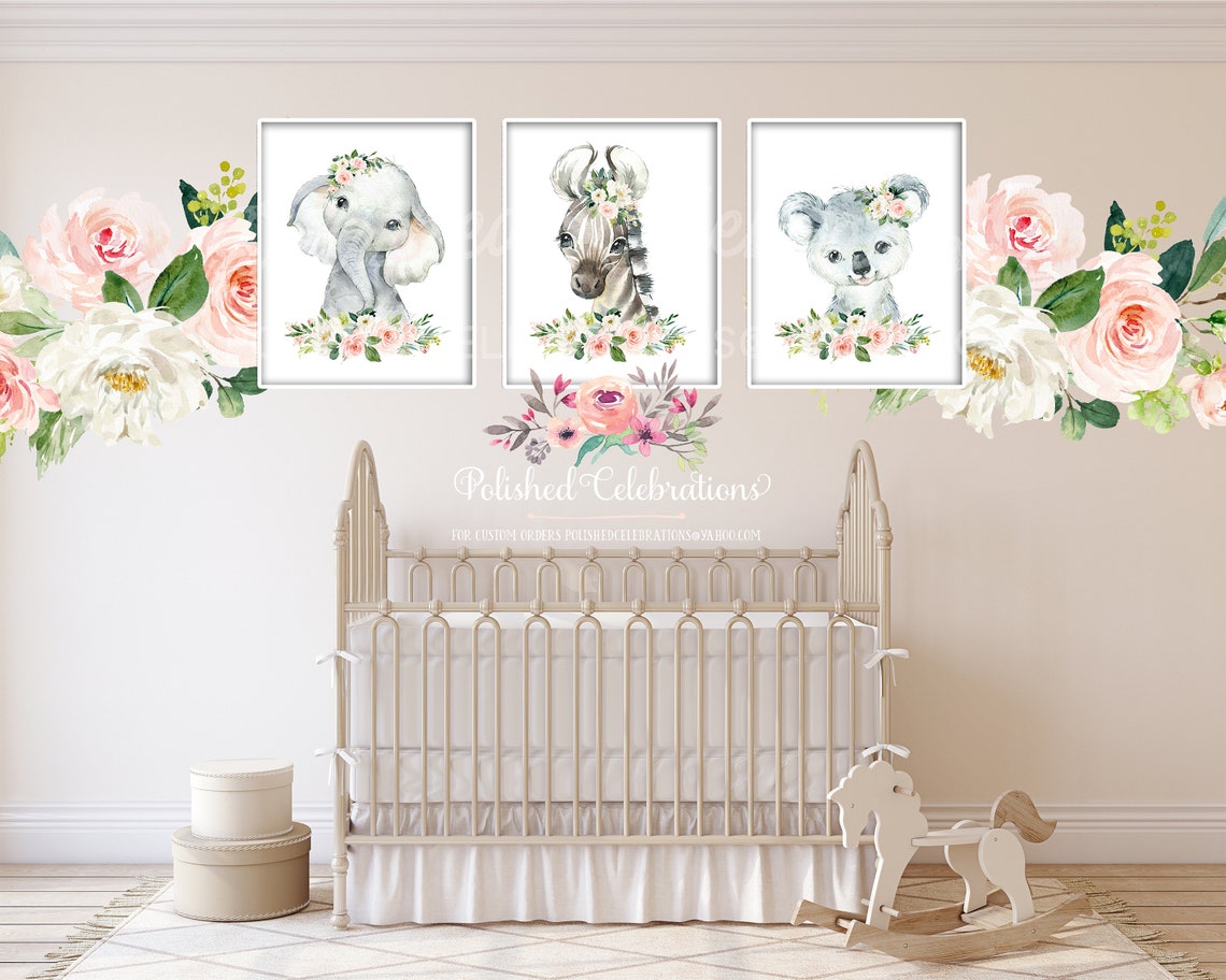 Blush Safari Animal Nursery Art / Printable Set of 11 Safari Etsy