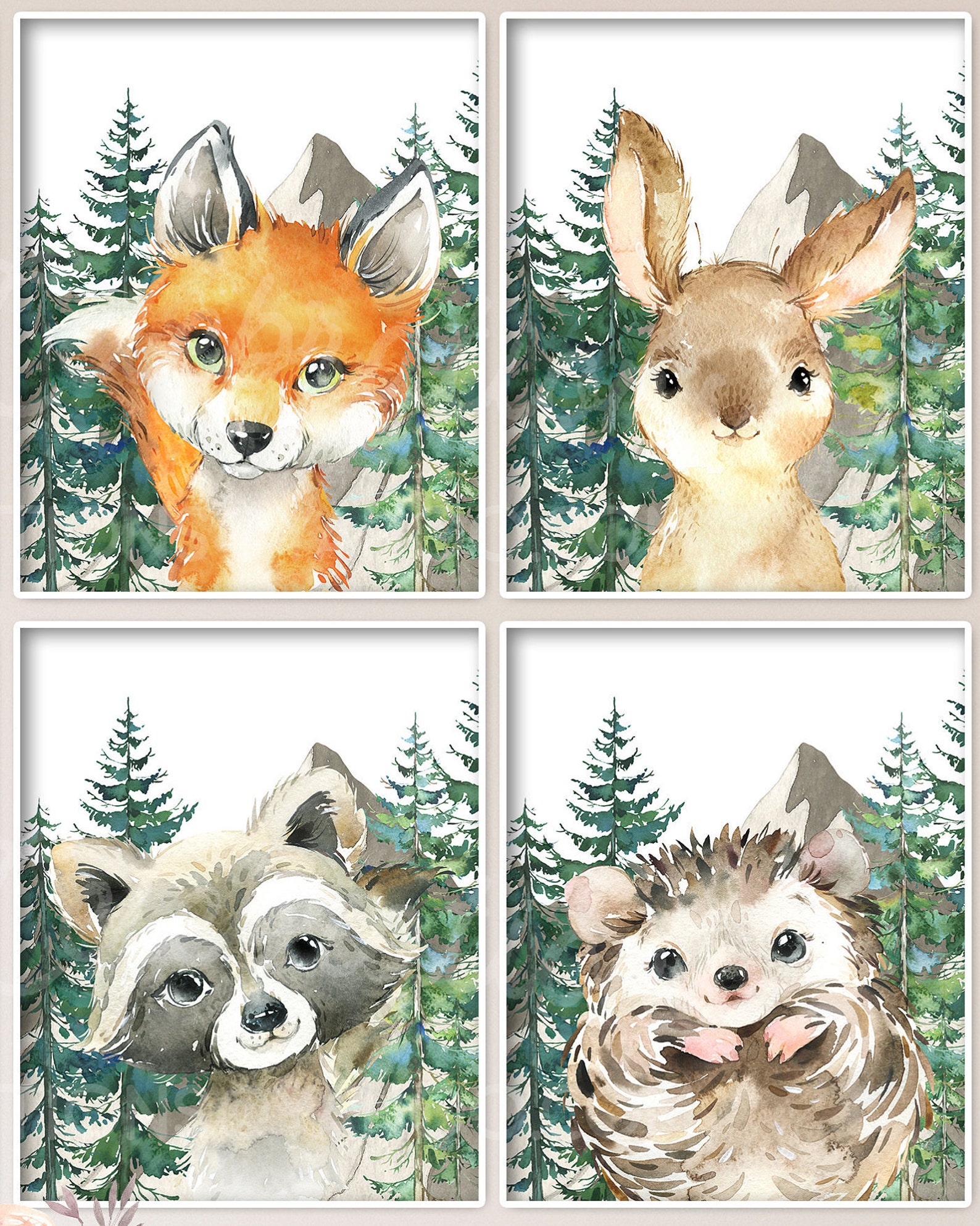 Woodland Animal Nursery Art / Printable Nursery Set of 8 - Etsy
