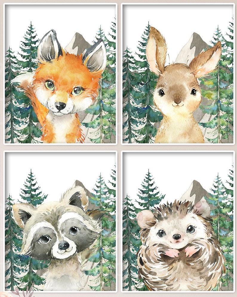 Woodland Animal Nursery Art / Printable Nursery Set of 8 Etsy