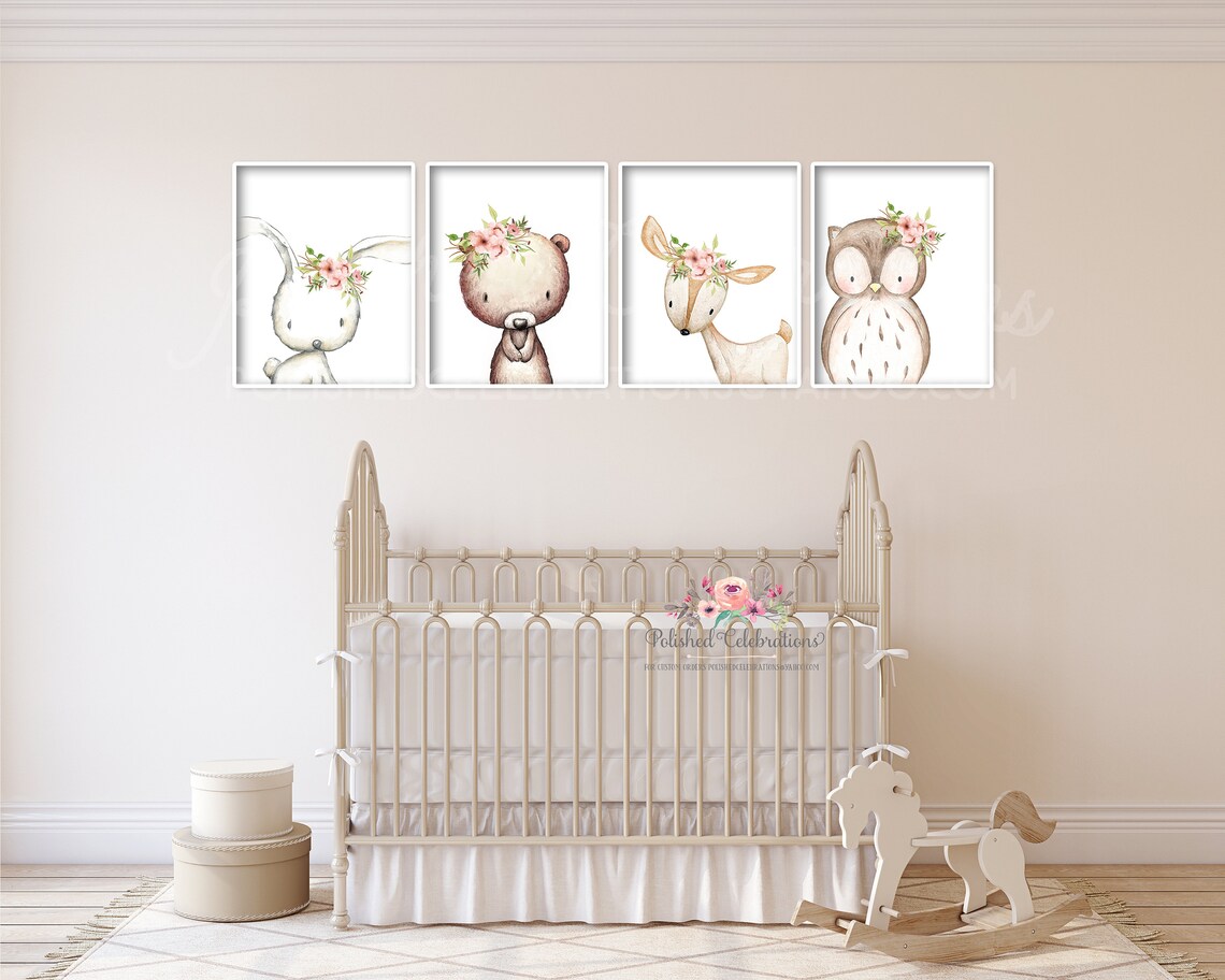 Boho Blush Woodland Animal Set / Printable Nursery Art / Baby Girl ...
