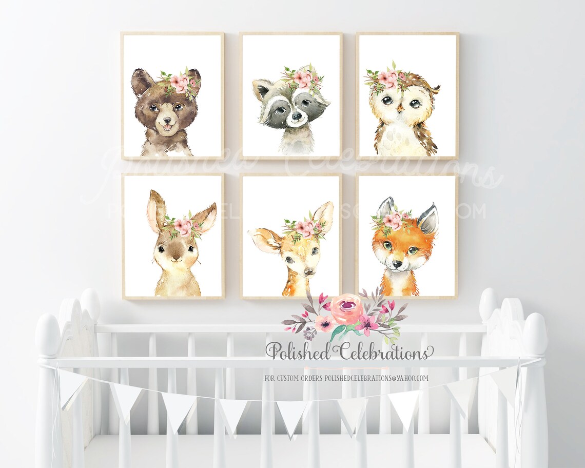 Blush Woodland Animals Set / Printable Nursery Art / Boho Girl Wall Art ...