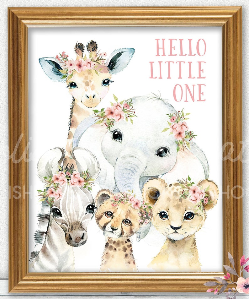Soft Blush Jungle Animal Nursery Art / Safari Nursery DIY Etsy