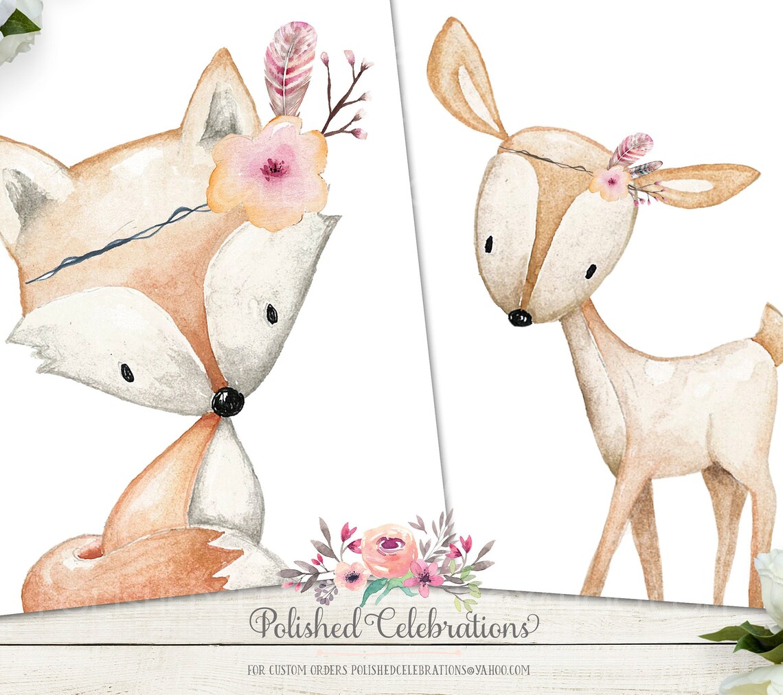 Boho Woodland Animal Nursery Art / Printable Wall Decor / Baby Etsy