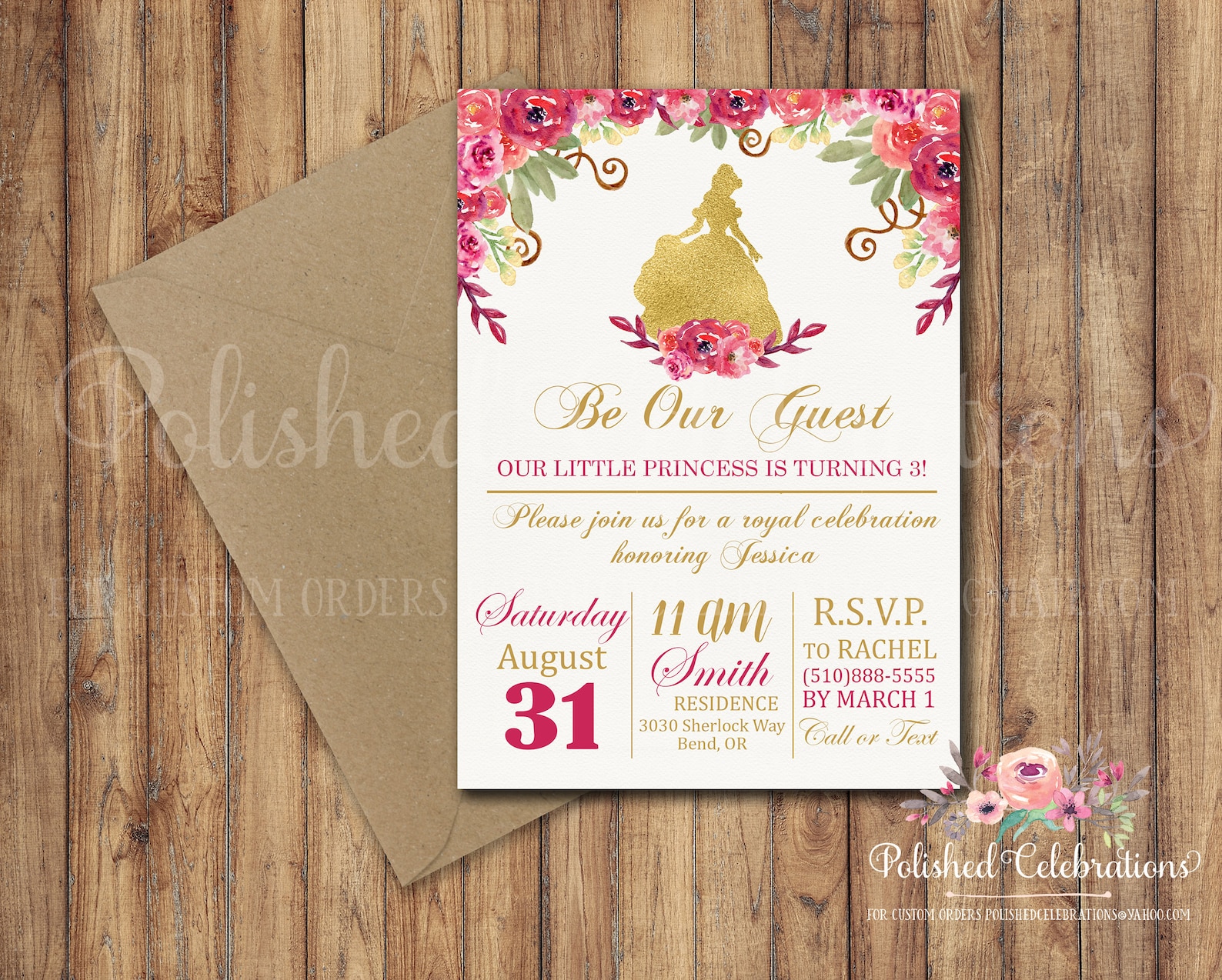 Be Our Guest / Princess Party Birthday Invitation / Royal / - Etsy