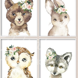 Blush Woodland Animal Set / Printable Nursery Art / Boho Nursery Decor ...