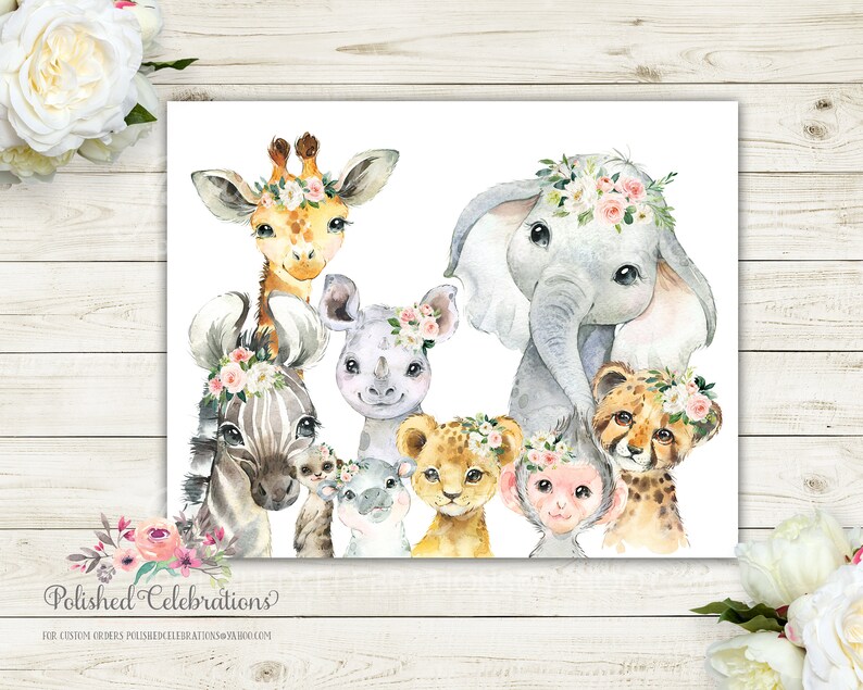 Blush Jungle Animal Nursery Art / Printable Safari Nursery Art Etsy