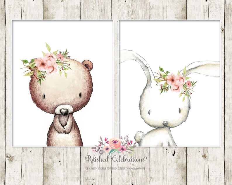 Boho Blush Woodland Animal Set / Printable Nursery Art / Baby | Etsy
