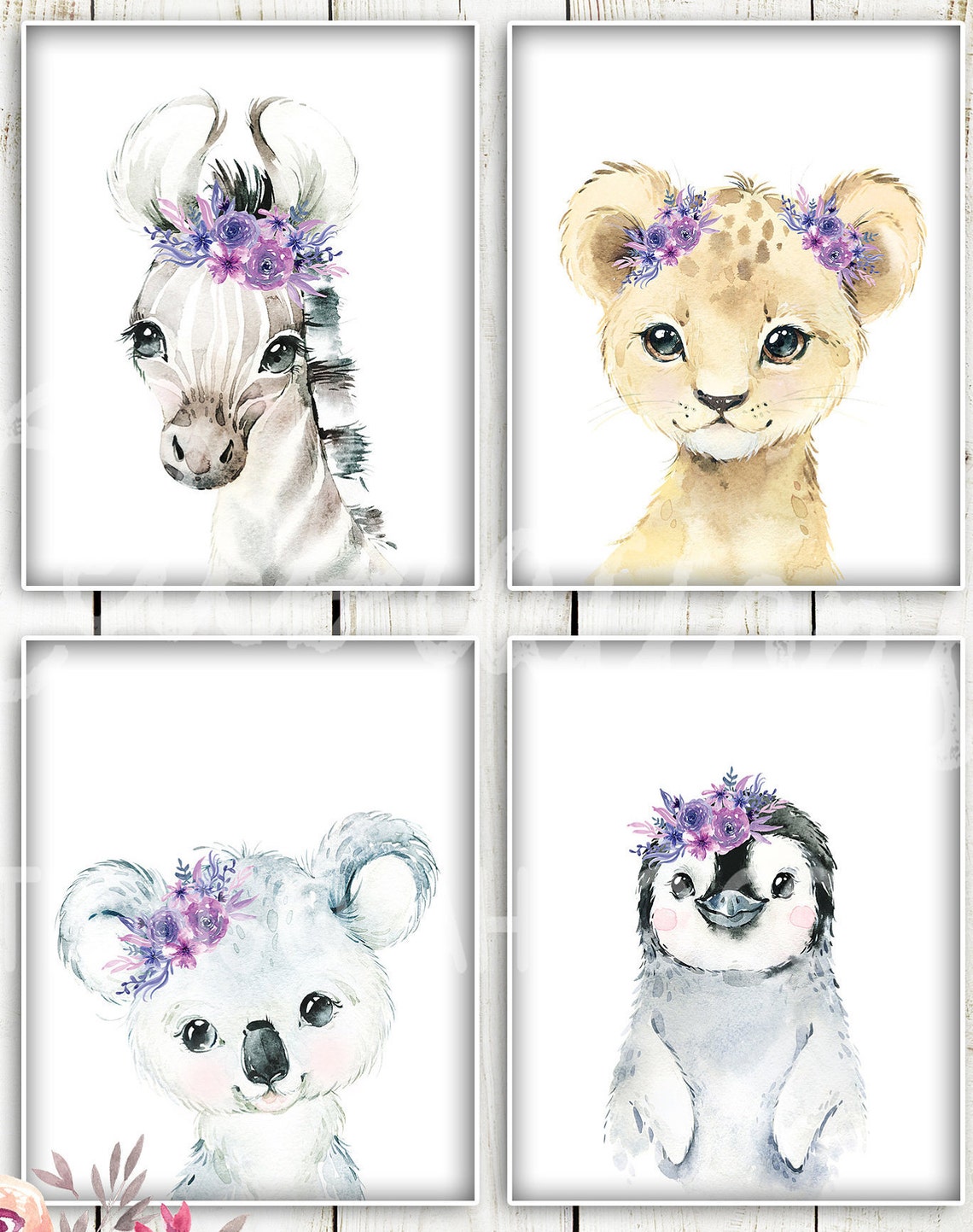 Purple Blush Safari Animal Nursery Art / Printable Nursery Set Etsy