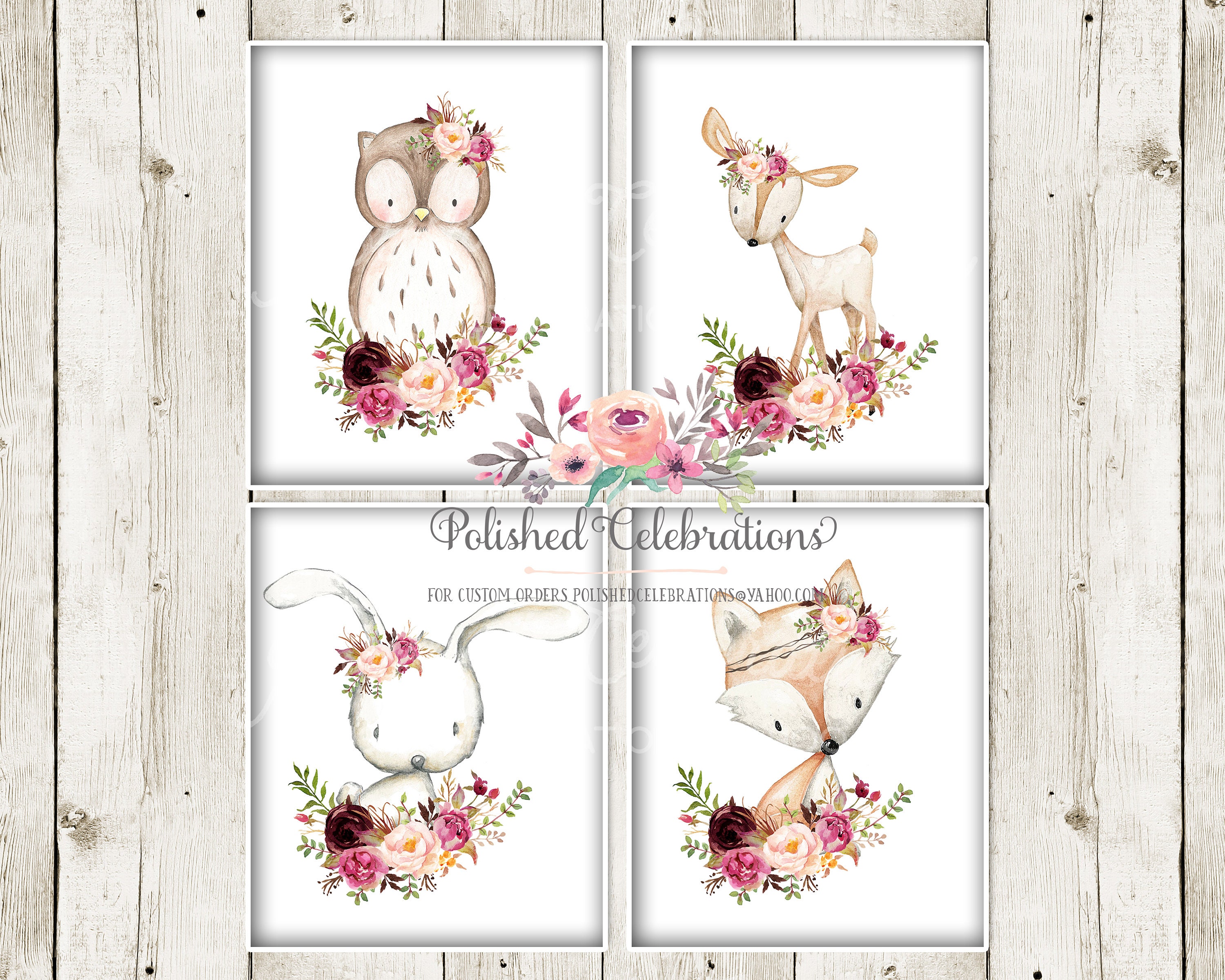 Boho Woodland Animal Set / Printable Nursery Art / Blush Pink   Etsy