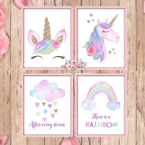 Girls Wall Printables Bedroom Decor Unicorn Nursery Wall Art | Etsy