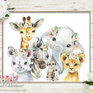 Blush Jungle Animal Nursery Art / Safari Nursery DIY Print / Printable / Zoo Animals / Zoo Friends / Pink Nursery Decor / Baby Girl Nursery