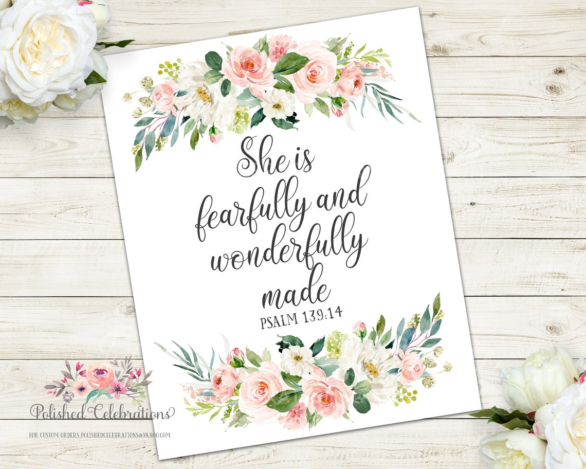 Blush Pink Bible Verse Art / Printable Biblical Nursery Art / - Etsy