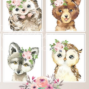 Blush Woodland Animal Set / Printable Nursery Art / Baby Girl Nursery ...