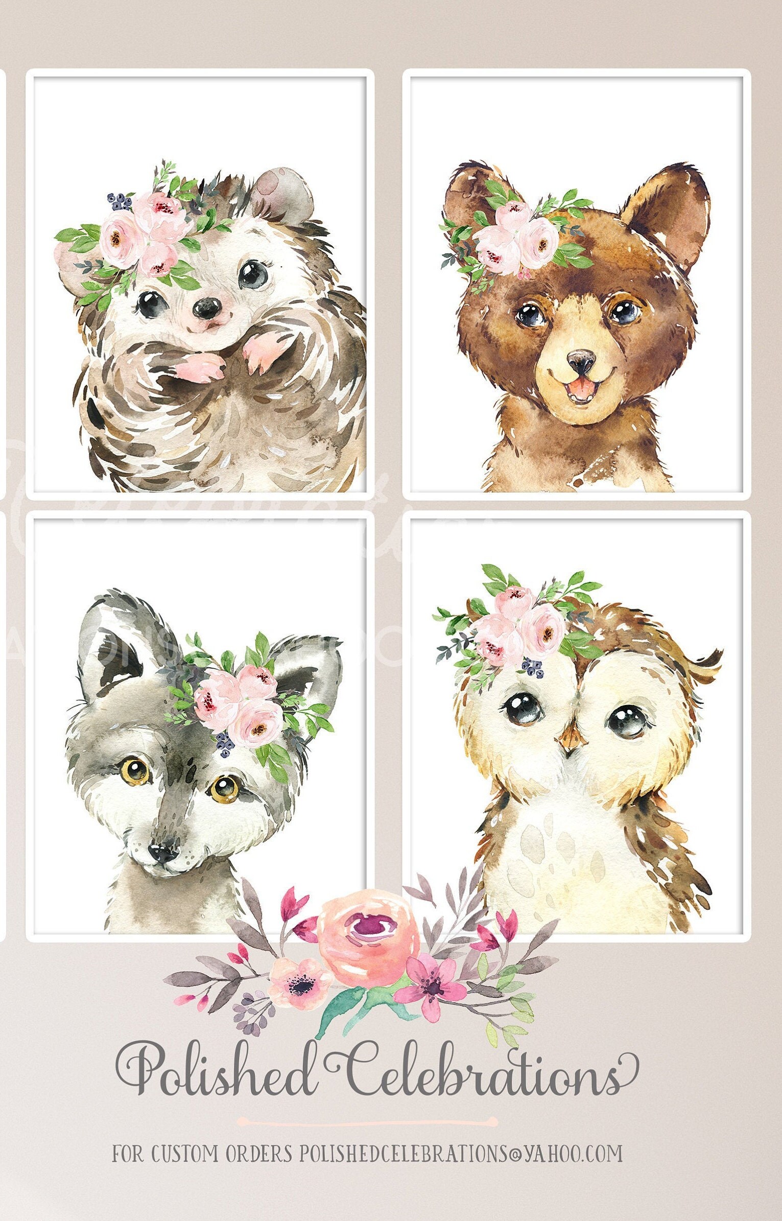 Blush Woodland Animal Set / Printable Nursery Art / Baby Girl Nursery ...